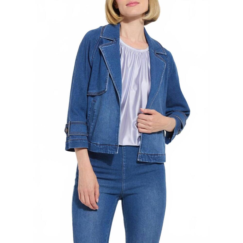NEW LYSSE jeanne cropped denim jacket in mid wash